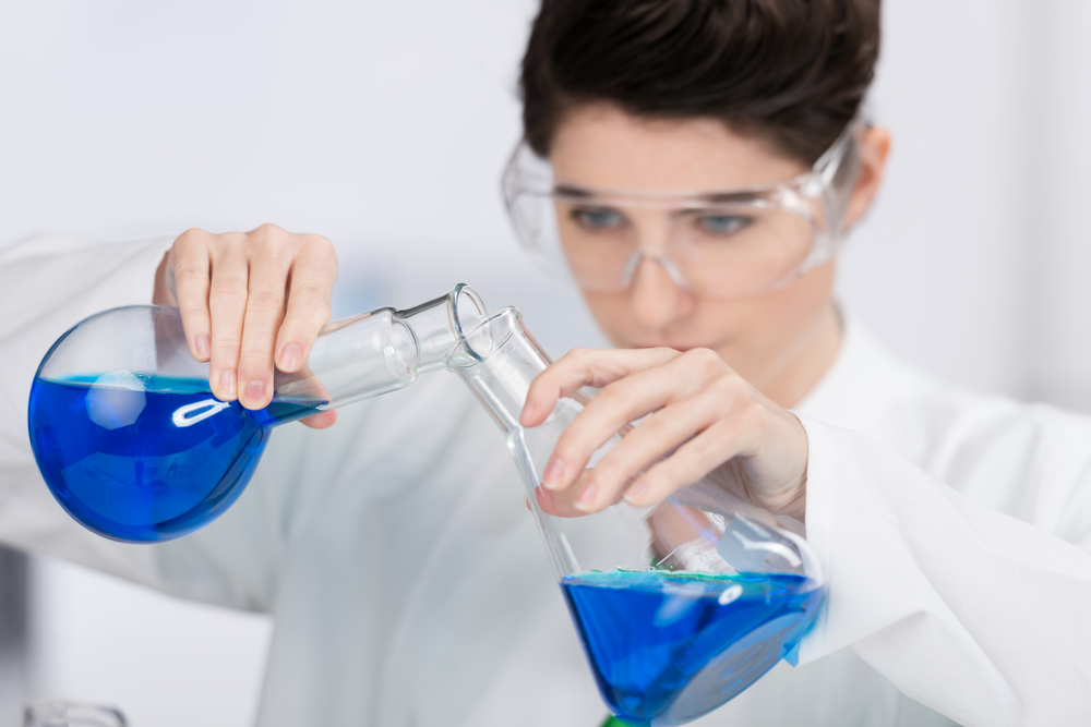 woman working with beakers